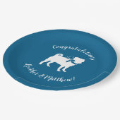 Mops Party Blue Theme Celebration Pappteller (Schrägansicht)