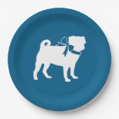 Mops Party Blue Theme Celebration Pappteller (Vorderseite)