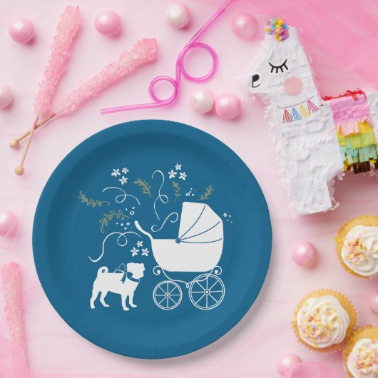 Mops Party Blue Theme Celebration Pappteller (Party)