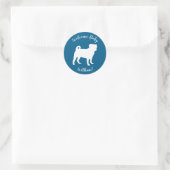 Mops Party Blue Theme Celebration Runder Aufkleber (Tasche)