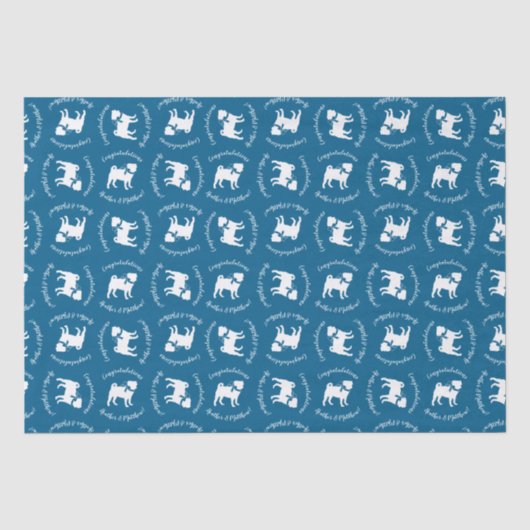 Mops Party Blue Theme Celebration Seidenpapier (Vorderseite)