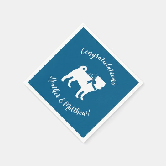 Mops Party Blue Theme Celebration Serviette (Ecke)