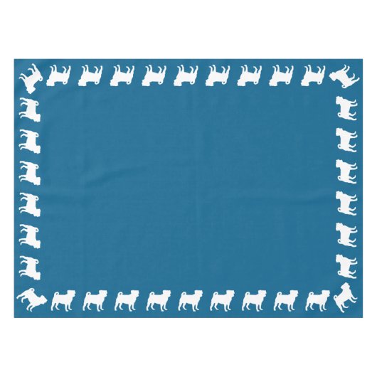 Mops Party Blue Theme Celebration Tischdecke (Vorderseite (Horizontal))