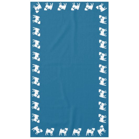 Mops Party Blue Theme Celebration Tischdecke (Vorderseite)