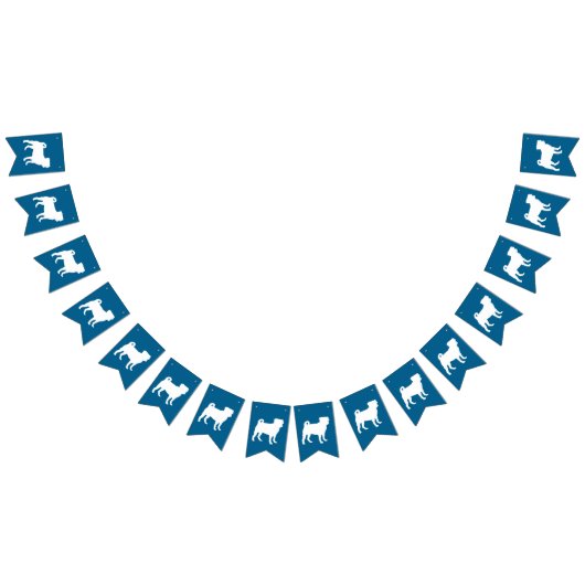 Mops Party Blue Theme Celebration Wimpelkette (Alle)