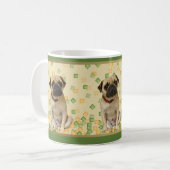 Mops-Party-in der Hand gemalte Erdtöne Kaffeetasse (Vorderseite Links)