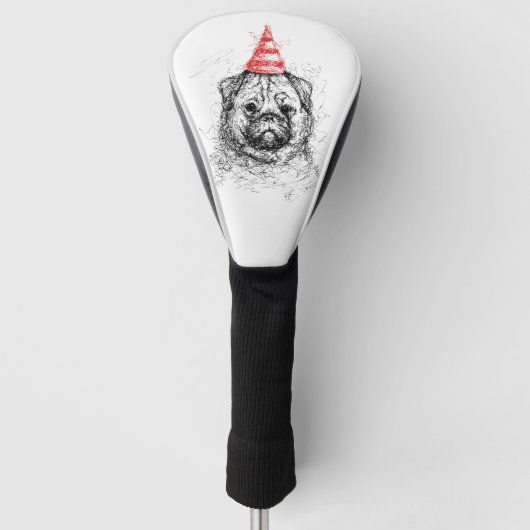 Mops Party Scribble Golf Head Cover Headcover (Vorderseite)