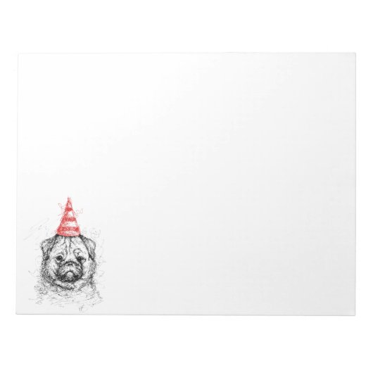 Mops Party Scribble Notepad Notizblock (Vorderseite)