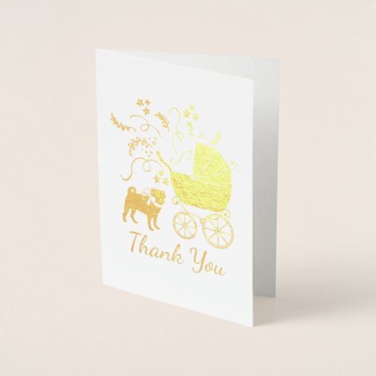 Mops Party Thema - Gold Folienkarte (Vorderseite)