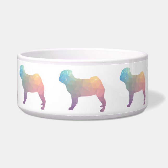 Mops Pastel farbige geometrische Muster Silhouette Napf (Vorderseite)