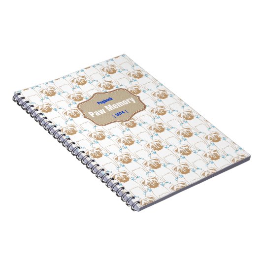 Mops Pattern Blau Notizblock (Rechte Seite)