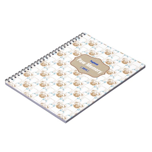 Mops Pattern Blau Notizblock (Linke Seite)