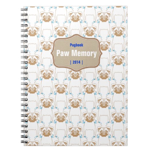 Mops Pattern Blau Notizblock (Vorderseite)