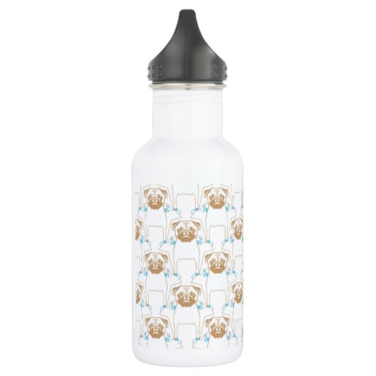 Mops Pattern Blau Trinkflasche (Links)