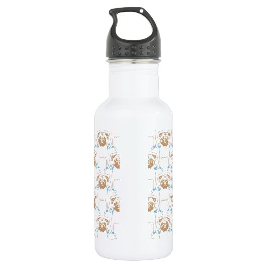 Mops Pattern Blau Trinkflasche (Rückseite)