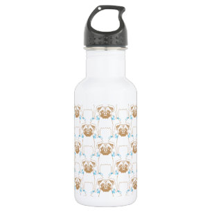 Mops Pattern Blau Trinkflasche