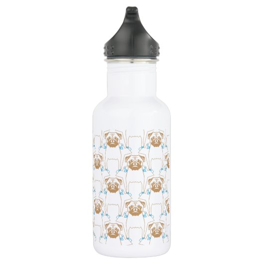 Mops Pattern Blau Trinkflasche (Rechts)