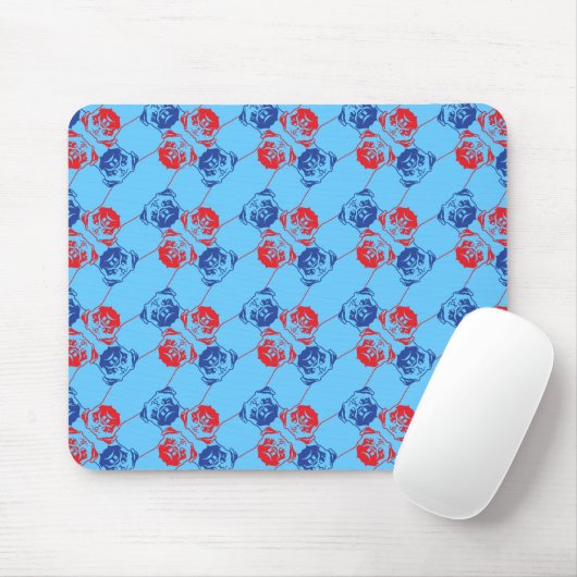 Mops Pattern roter Blu Mousepad (Mit Mouse)