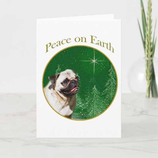 Mops Peace Feiertagskarte (Vorderseite)