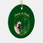 Mops Peace Keramik Ornament (Rechts)