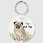 Mops Personalisiert Keyring Schlüsselanhänger (Vorderseite)