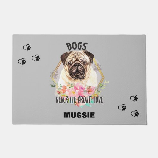 "MOPS" PERSONALISIERTE DOORMAT FUßMATTE (Vorderseite)