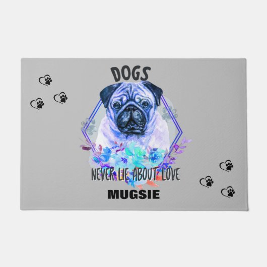 "MOPS" PERSONALISIERTE DOORMAT FUßMATTE (Vorderseite)