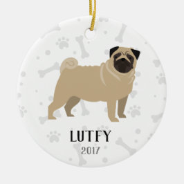 Mops-personalisierte Hundeweihnachtsverzierung Keramik Ornament