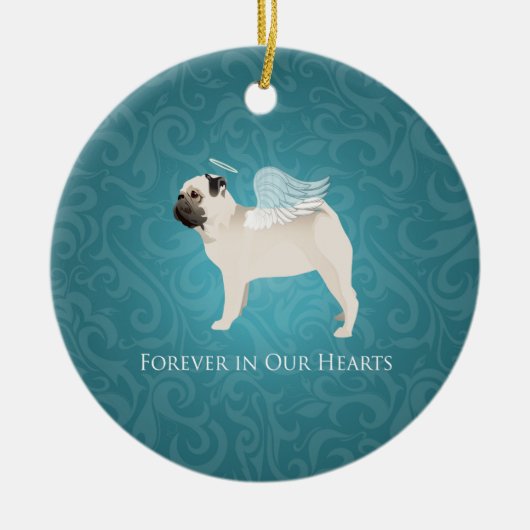 Mops Pet Memorial - Mops Angel Keramikornament (Vorne)
