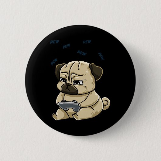 Mops Pew Gamepad Niedlich Hob Button (Vorderseite)