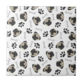Mops-, Pfoten- und Knochenmuster Fliese (Vorderseite)