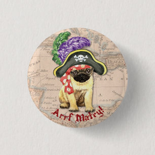 Mops-Pirat Button