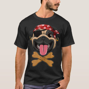 Mops Pirate Halloween Kostüm Schädelhund Biscuit T-Shirt