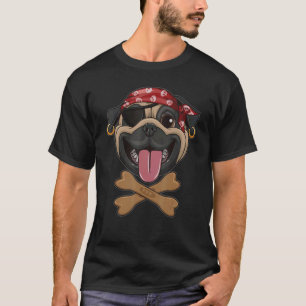 Mops Pirate Hund Halloween Piratenflagge Hund T-Shirt