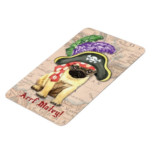 Mops Pirate Magnet (Linke Seite)