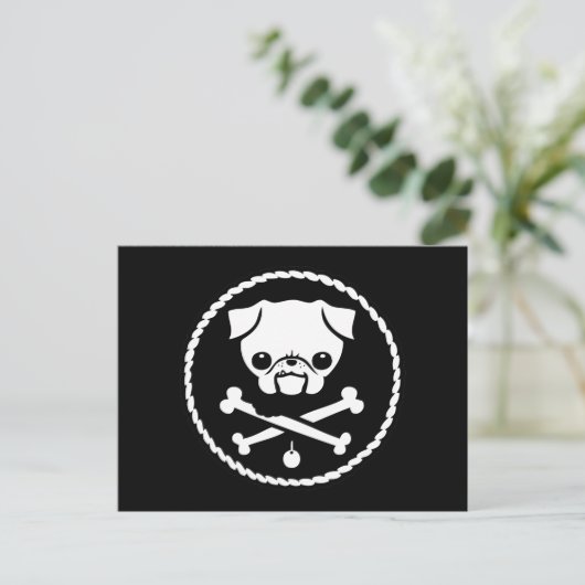 Mops Pirate Postkarte (Stehend Vorderseite)