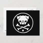 Mops Pirate Postkarte (Vorne/Hinten)
