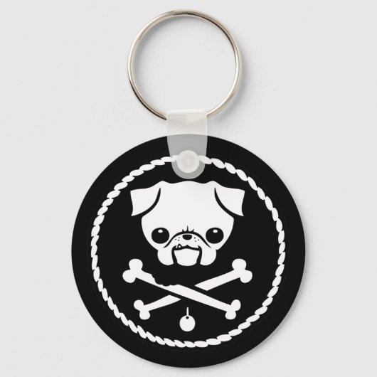 Mops Pirate Schlüsselanhänger (Vorderseite)
