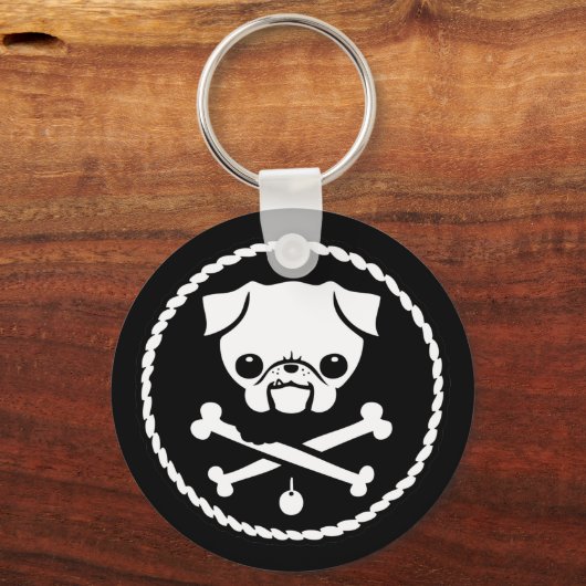 Mops Pirate Schlüsselanhänger (Vorderseite)