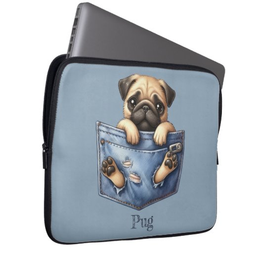 Mops Pocket Dog Laptopschutzhülle (Vorne Rechts)