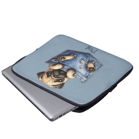 Mops Pocket Dog Laptopschutzhülle (Vorne Knopf)