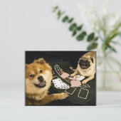 Mops Poker Postkarte (Stehend Vorderseite)
