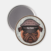 Mops Polizei Magnet (Vorderseite/Rückseite)