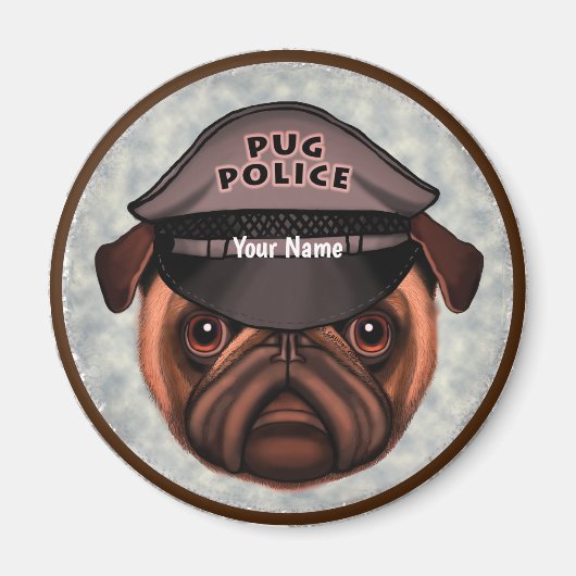 Mops Polizei Magnet (Vorne)