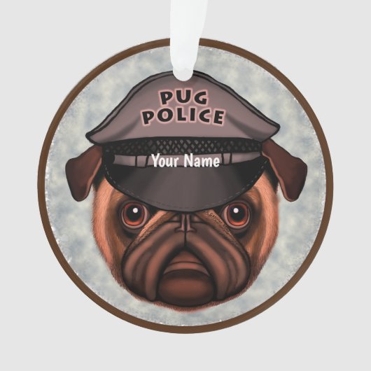 Mops-Polizei Ornament (Vorderseite)