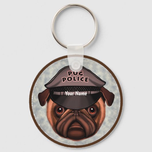 Mops-Polizei Schlüsselanhänger (Vorderseite)