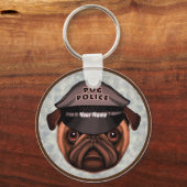 Mops-Polizei Schlüsselanhänger (Vorderseite)