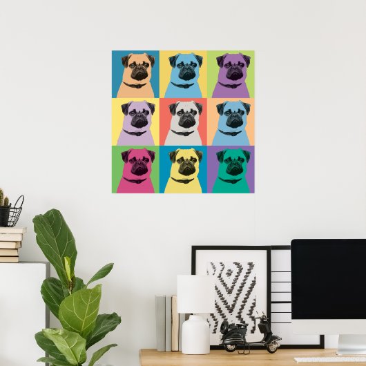 Mops Pop-Art-Poster Poster (Heimbüro)