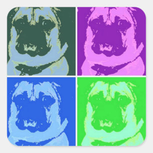 Mops Pop Art Quadratischer Aufkleber