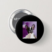 Mops Portrait Kunst, Niedlicher Mops Button (Vorne & Hinten)